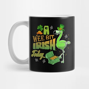 A Wee Bit Irish Today Flamingo St. Patrick's Day Shamrocks Mug